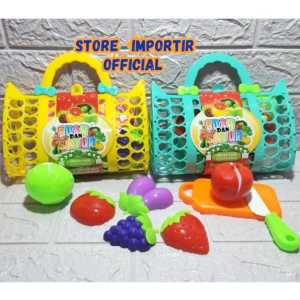 Mainan Edukasi Anak Buah Dan Sayur Potong MS 03 Lengkap Kemasan Tas Murah | Mainan Masak-Masakan Anak Fruit And Vegetable  Potong Magnet Set Tas Belanja | Mainan Anak Perempuan Keranjang Belanja Bahan Berkualitas