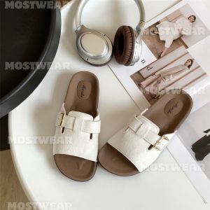 Mostwear Soft Step Suede Strap Slides – Minimalist & Adjustable Comfort Flip Flops For Women