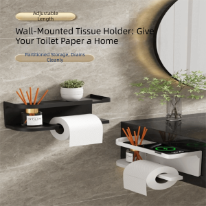 YUBAGUANB Strong Adhesion No Drill Toilet Paper Holder Stable Durable Easy Install Self Adhesive Toilet Paper Holder Simple Modern Modern Style Bathroom Tissue Holder Bathroom Use