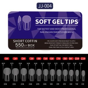 550 Pcs/Set Clear Gelly Tips Soft Gel False Nails Press on Soak Nail Tips Kit Nail Extensions