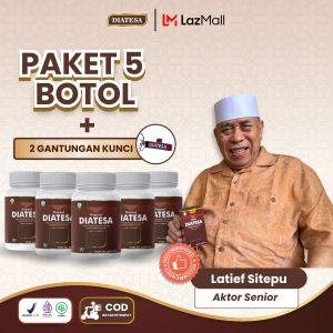 DIATESA Obat Diabetes & Gula Darah Paket 5 Botol Gratis Gantungan Kunci