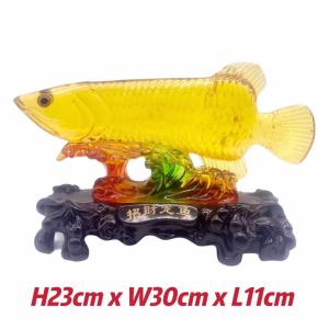 JSG Feng Shui Wealth Citrine Arowana Lucky Fish Statue Figurine Best Gift for Business Opening