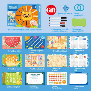 【Goodbata】50 Page Buku Kerja Penelusuran Ajaib Anak Dengan Kontrol Pena Yang Dapat Dihapus Reusable Magic Workbook Buku Edukasi Anak Belajar Tracing Wipe and Clean Book Activity