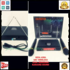G36 AIWA MIC WIRELESS DUAL MIK WIRELES SEPASANG MIKROPON MIKROPHONE DISPLAY SOUNDBEST MICROPHONE   b