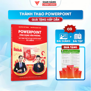 Sách PowerPoint Ứng Dụng Văn Phòng Quy Trình Thiết Kế Slide Chuyên Nghiệp Kèm Video Online Miễn Phí + Tặng Bảng Hàm + Bao Lì Xì