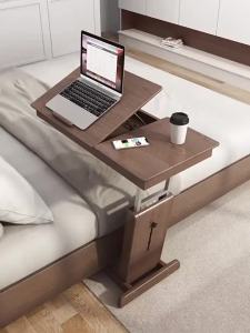 【LDIES】โต๊ะข้างเตียงไม้เนื้อแข็งโต๊ะแล็ปท็อปห้องนอนขนาดเล็กพับยกโต๊ะเตียงขี้เกียจ