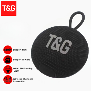 T&G TG422 TWS Bluetooth V5.3 Portable Wireless Loud Bass Fabric Design IPX6 Waterproof RGB Lightning Effect Speaker