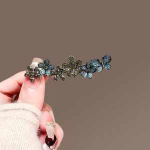 Glazed Rhinestone Butterfly Flower Hairpin High-end Womens Side Bangs Clip Alloy Duckbill Clip Hair Clip Hair Accessories