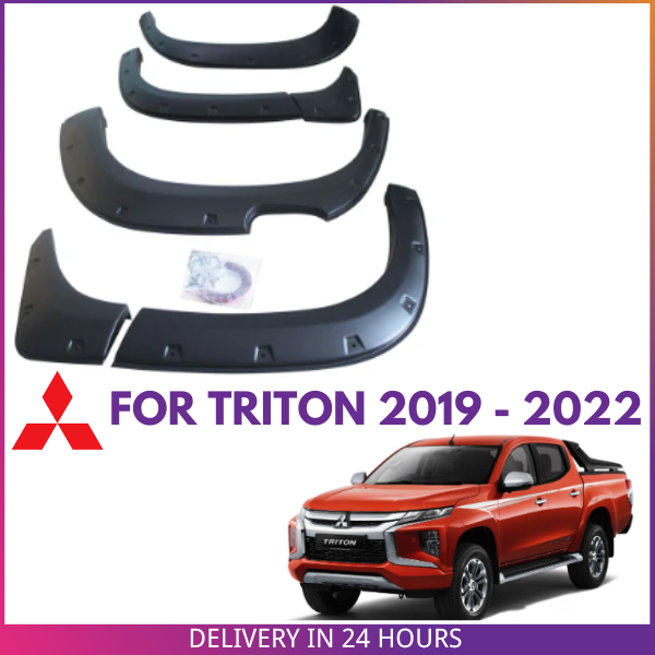 L200 Fender Flares For Mitsubishi Triton 2019 to 2022 6pc ABS 4x4 Wheel