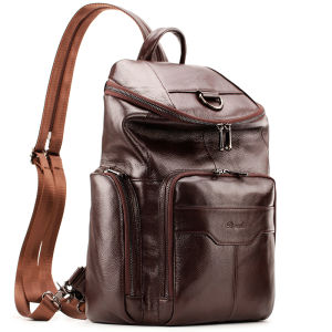 2022 New Style Genuine Leather High-capacity Mens Backpack Multi-function Chest Bag For Men Soft Cowhide Knapsack Rucksack Messenger Shoulder Bags Mens Casual Chest Packs Brand Designer Leisure Sports Natural Cowhide Womens Handbags Outdoor Travel