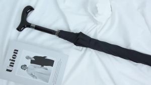 Pull-Out Umbrella For The Elderly With Crutches Walking Cane Umbrella Lightweight Rainproof Multipurpose Walking Sticks Crutch