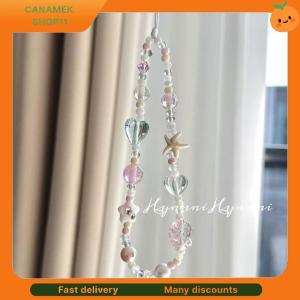 ❣️❣️❣️ 1Pcs DIY Beaded Handmade Keycord Cellphone Lanyard Kawaii Seaside Orange Sunset Phone Charm Strap CCD Camera Card Pendant