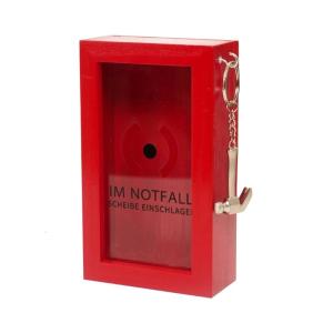 Decorative Red Wooden Emergency Fund Box With Hammer Humorous Collectible Display Case Gift For Family Friend