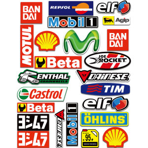 2 Sets of PVC Waterproof Sponsor Stickers MOTUL OHLINS Beta KYB SHOEI RK Arai Decorative Motorcycle Stickers for YAMAHA HONDA SUZUKI DUCATI KTM