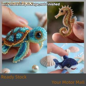 Excellent Ready Stock 1Set Bead Embroidery Kit Material Package DIY Cute Octopus Turtles Sharks Design Craft Kit For Beginners Creative Handmade Gift