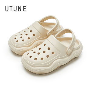 UTUNE Thick Sole Sandals Clogs Shoes for Women Men Beach Sandals Platform Couple Hole Shoe Outdoor Fashion Slippers Street Slides EVA Soft Non-slip Summer
