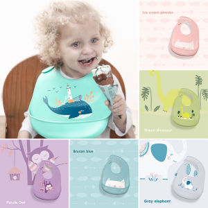 Cartoon Silicone Baby Bibs Waterproof Girl Boy Feeding Stuff Infant Children Toddler Apron