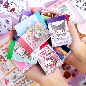 50 Sheets Cute Sanrio Sticker Book Melody Cinnamon Rolls Kuromi Decorative Sticker Childrens Mini Sticker Decorative Handbook Laptop Stationery Sticker