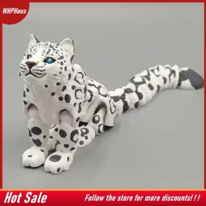 【COD】🔥🔥🔥 3D Printed Snow Leopard Model Simulation Multi-joint Movable Animals Figurine Miniatures Home Decoration