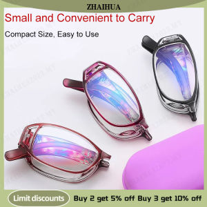 Portable Presbyterian Glasses Purple Patterned 80mm Folding Lace Decorative Presbyterian Glasses