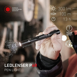 LEDLENSER P4R 300 Lumens Rechargeable LED Penlight Original Authentic USB C Dual Battery Option Clip 7 Year Warranty GREENWOOD
