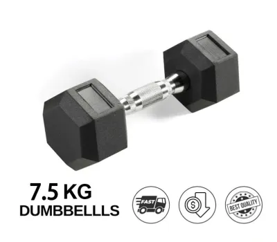 【SG Dliver】 Rubber Coated Hexagon Dumbbell Hex Dumbbells (From 2.5kg to 20kg)Gym Dumbbell