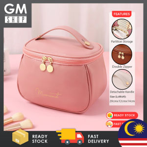 GMSHOP Travel Toiletry Cosmetic Bag for Women Simple Cosmetic Partition Bag Zipper Large Capacity and Portable Beg Kosmetik Wanita