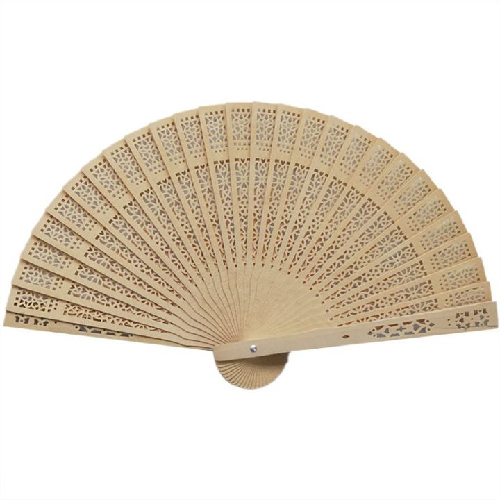 HDG67 Chinese Party Decor Punched Wood Fan Handle Hand Fan Hand-held ...