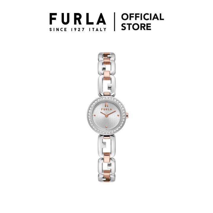 Furla Arco Chain Jewelry Rose Gold and Silver Watch Unisex