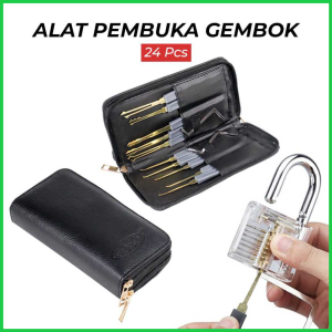 COD Set Alat Pembuka Kunci Gembok Pintu Darurat 24 Set Key Lock Pick with Case Bag Serbaguna Padlock Lock Opener Open The Door Easily Emergency Pembobol Pintu Rumah Kamar Gerbang Lemari - Set Alat Pembuka Gembok Kunci Pintu Lock Pick Locksmith 24PCS - 038