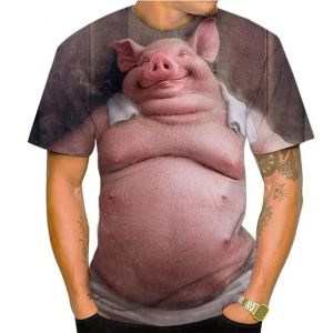 [Local Stock] VCC Funny 3D Pig Pattern Men T Shirt Hip Hop Trend Street Clothing Fashion 3D Animal Print Tee Summer Loose O-neck Short Sleeve Tops