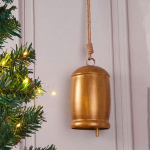 CHICKETTI Corrosion Resistant Metal Hanging Bells Round Mouth Handmade Christams Cow Bells Creative Hanging Rope Retro Windbell Home Garden Decor