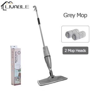 LIVABLE Water Spray Mop 360° Rotating Wet and Dry Dual Use Cleaning Mop Water Spraying Sweeper Carbon Fiber Dust Mops