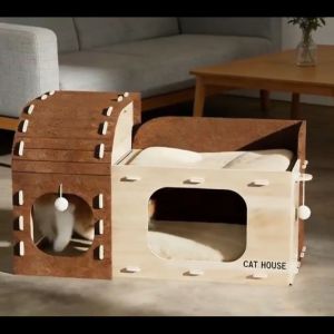 SG Stock Multi-hole Felt Cat Bed & Villa - 2-Tier Cat Tree Houses - With Cat Scratcher & Wear-resistant For Pets