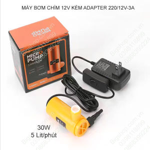 Máy bơm chìm mini 12V kèm adapter 220V/12V-3A