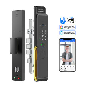 RAYKUBE 3D Face Recognition Smart Door Lock WiFi TT Lock App Remote Video Intercom Fingerprint Password IC Card Key Digital Security Lock Works with Alexa Google Home