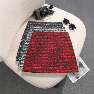 COD small fragrant style red tweed hip skirt Internet celebrity with the same high waist and thin anti-light nightclub style skirt 97682026 new product