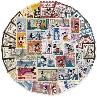 50ชิ้น สติกเกอร์ลายแสตมป์วินเทจ มิคกี้ เมาส์ ลิขสิทธิ์แท้ Disney กันน้ำ DIY Sticker โน้ตบุ๊ก