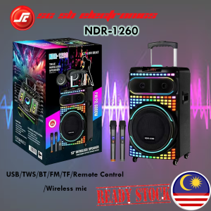 PORTABLE SPEAKER NDR-1260 WIRELESS BLUETOOTH SPEAKER USB/TWS/BT/FM/TF/Remote Control /Wireless mic