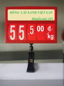 Bảng giá siêu thị bảng hiển thị giá có chân kẹp nhựa có in sẵn bộ số thay đổi được giá tiền lên đến 99.000 đ  kích thước bảng 12 x 85cm  có sẵn chân kẹp