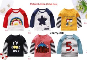 (6Bln-4Thn) COD Atasan Baju Anak  Baju Atasan Anak Cowok  Atasan Anak Laki-Laki Lengan Panjang  Kaos Atasan Anak Motif AL001