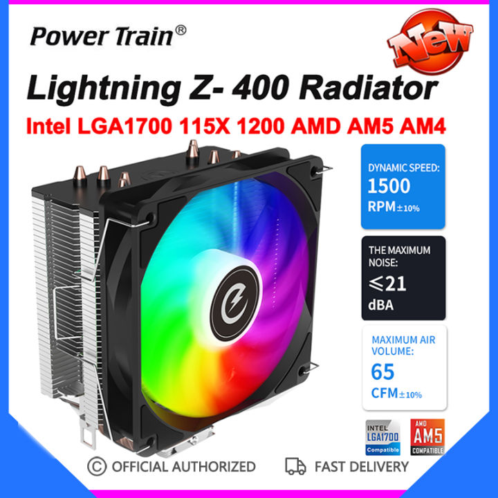 Power Train Lightning Z-400 Radiator 4 Heatpipe RGB Cpu Air Cooler ...