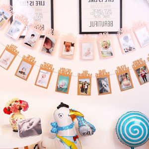 Baby 12 Months Photo Frame Kraft Paper | Baby Photo Hanging Banner | 1st Baby Party Birthday Wall Baby Shower Decoration