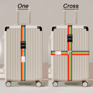 Rainbow Adjustable Luggage Straps with Combination Lock – Secure Travel Suitcase Belt with Anti-Slip Safety Lock