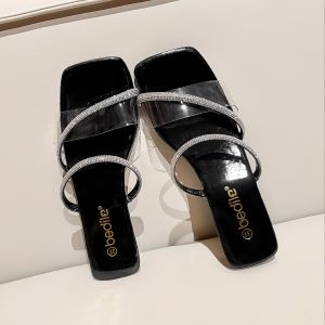 【Bedilz】Internet celebrity fashionable and versatile Korean style womens slippers for outer wear high-looking low-heeled slippers