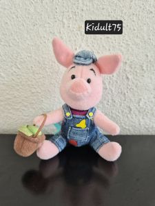 Disney Piglet in blue jean overalls hanging plushie