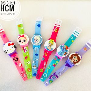 [CLIP THẬT] Đồ chơi trẻ em đồng hồ đeo tay có hiện giờ hình các nhân vật hoạt hình rất đẹp dành cho bé trai bé gái