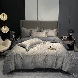 4 in 1 ice cooling jacquard bed Sheed set satin silk comforter cover flat/fitted sheet pillow cover single/Queen/King Size pink bedding