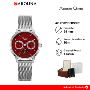 Jam Tangan Wanita Alexandre Christie Passion AC 2682 BFBSSRE Red Dial Silver Stainless Steel Strap