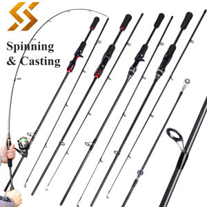 Sougayilang 2 Section 1.8m 6FT Spinning Rod Casting Rod Carbonfiber Stainless Steel Guide Ring M Power Fishing Rod for Saltwater and Freshwater